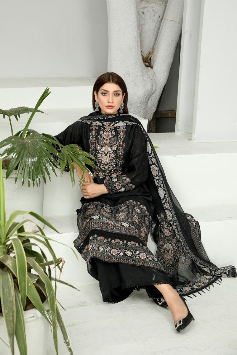 3pc Viscose Ready to Wear Embroidered Dress 02