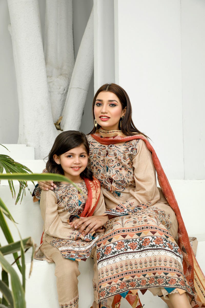 3pc Kids Viscose Ready to Wear Embroidered Dress