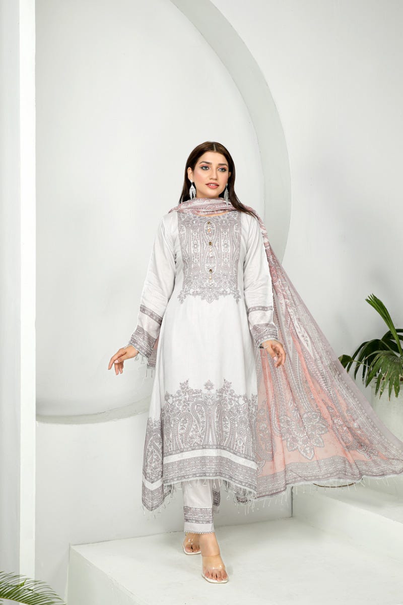 3pc Viscose Ready to Wear Embroidered Dress 06