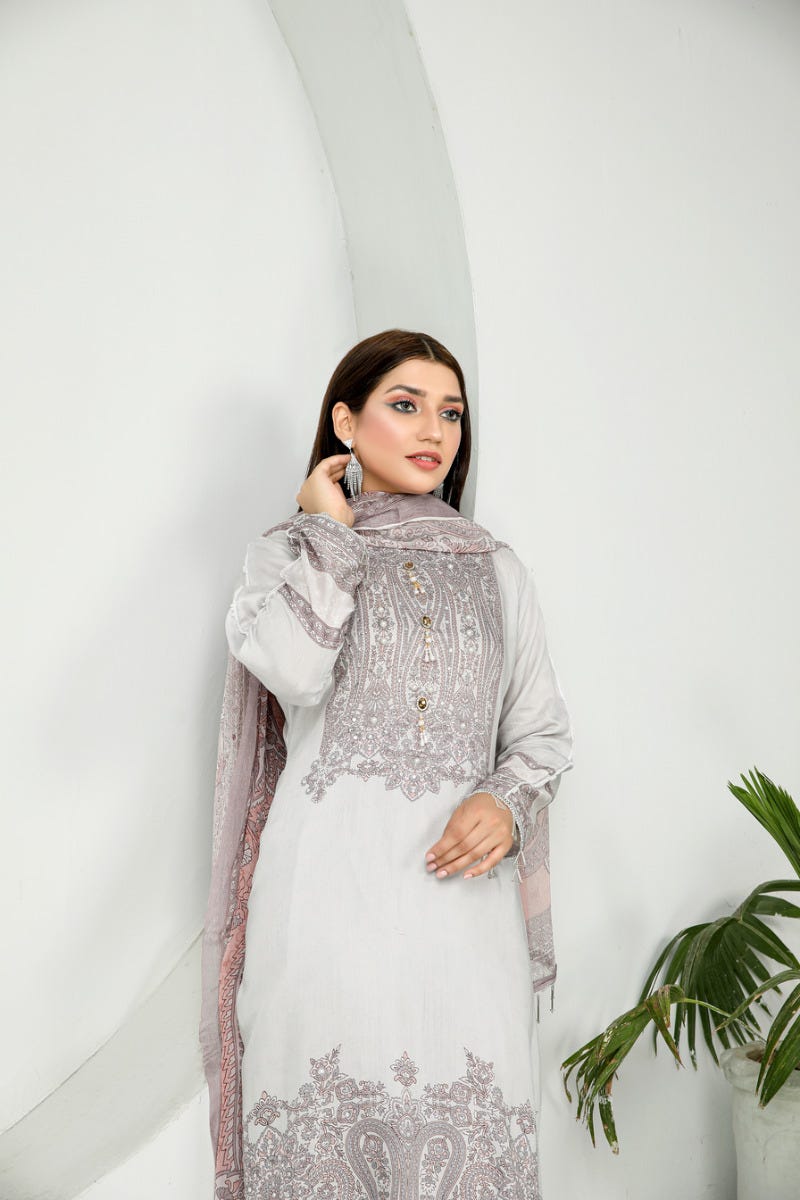 3pc Viscose Ready to Wear Embroidered Dress 06