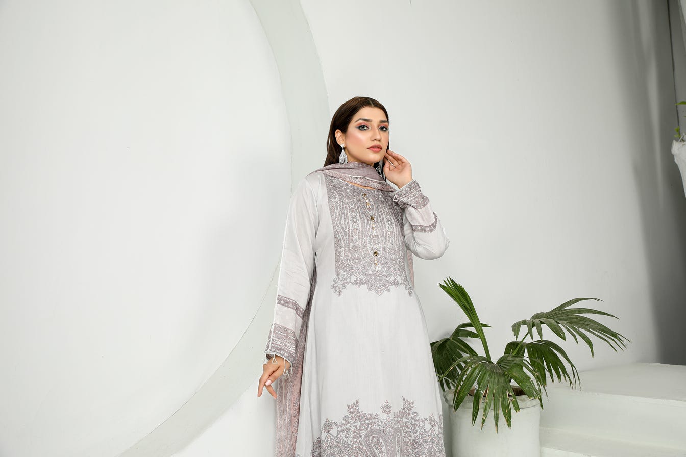 3pc Viscose Ready to Wear Embroidered Dress 06