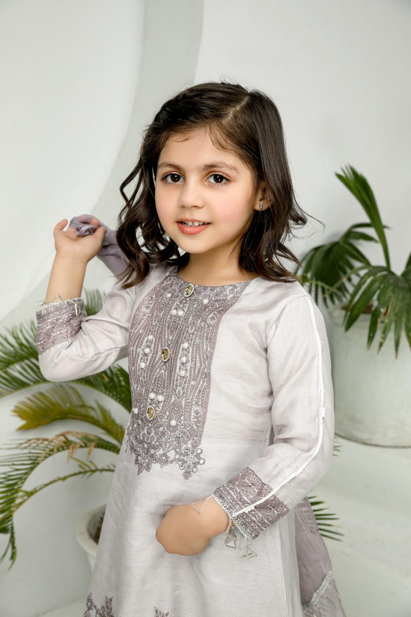 3pc Kids Viscose Ready to Wear Embroidered Dress 06