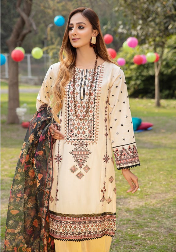 Ready to Wear 3 Pcs Embroidered Mirror Work Lawn Titlian Collection 02