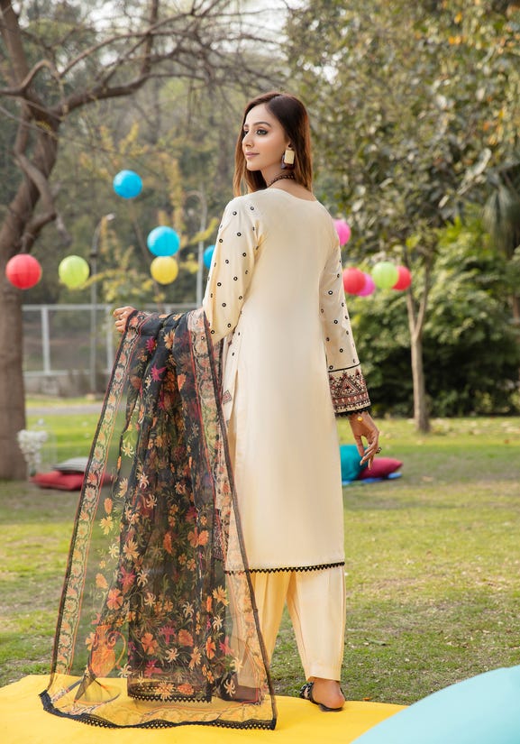 Ready to Wear 3 Pcs Embroidered Mirror Work Lawn Titlian Collection 02
