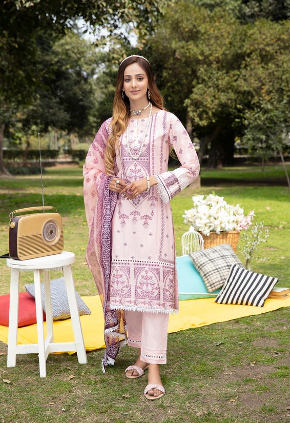 Ready to Wear 3 Pcs Embroidered Mirror Work Lawn Titlian Collection 01