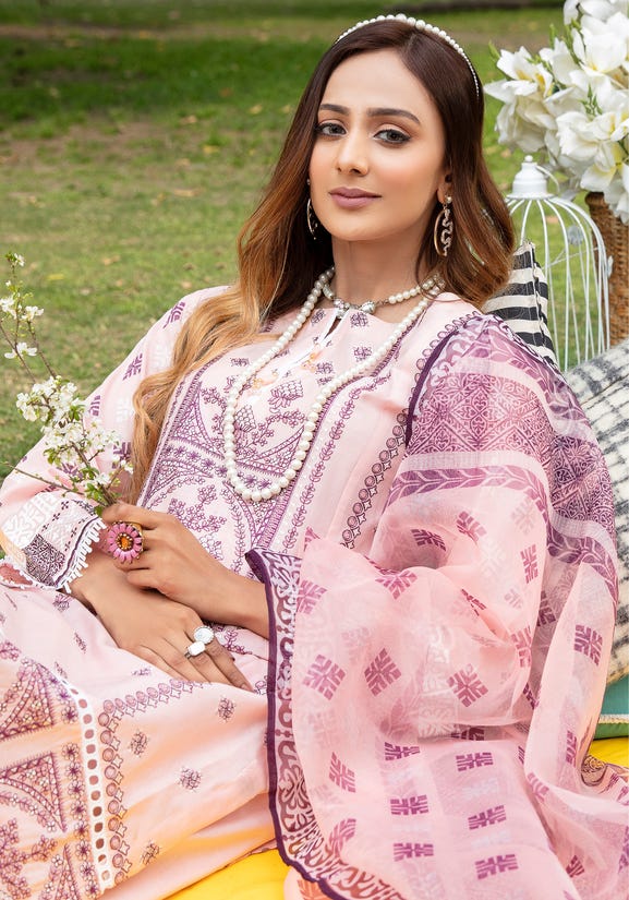 Ready to Wear 3 Pcs Embroidered Mirror Work Lawn Titlian Collection 01