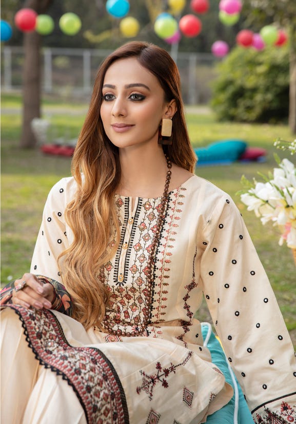 Ready to Wear 3 Pcs Embroidered Mirror Work Lawn Titlian Collection 02