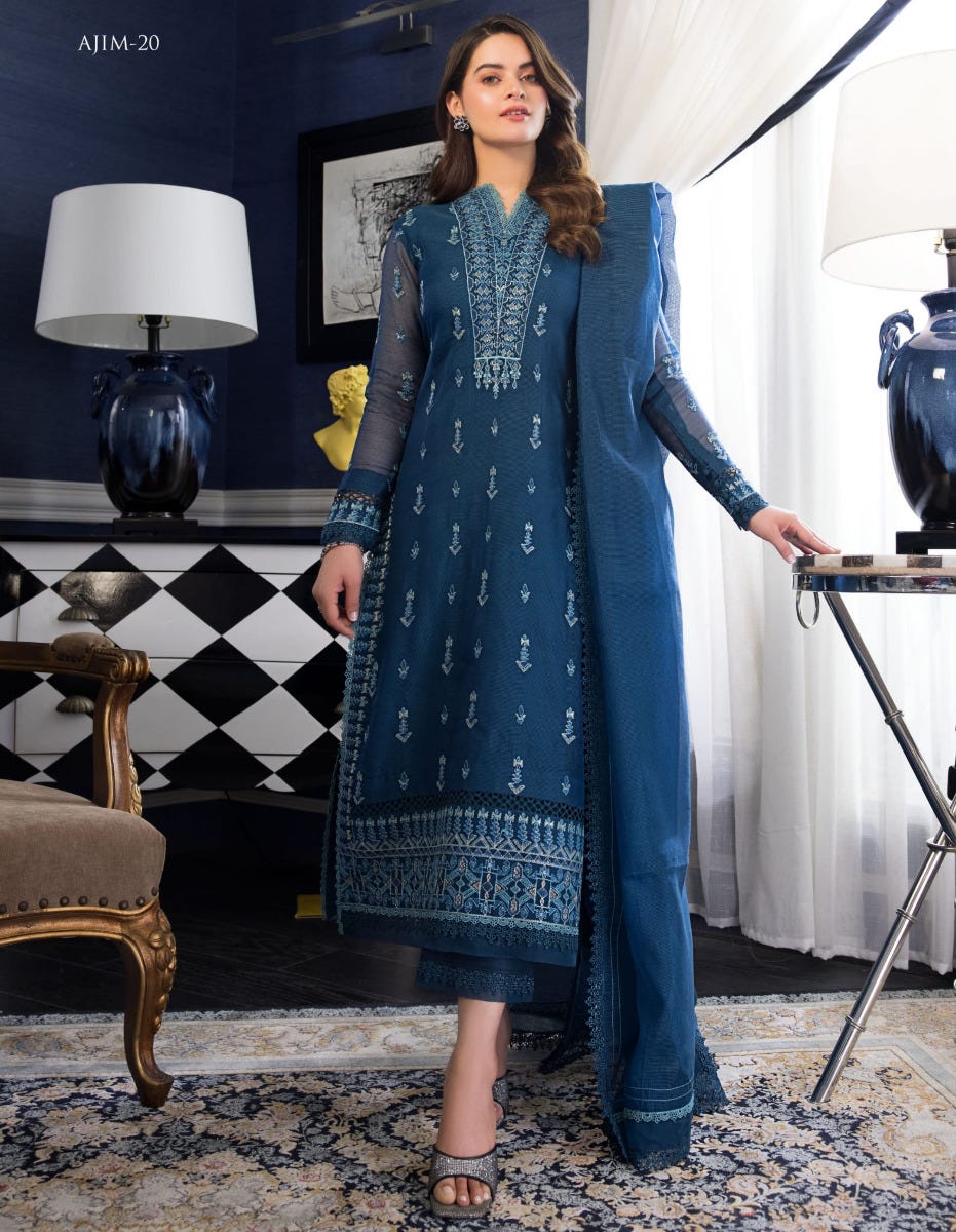 asim jofa blue dress Asim Jofa Sky Blue Chiffon Formal Collection Replica Nirshan