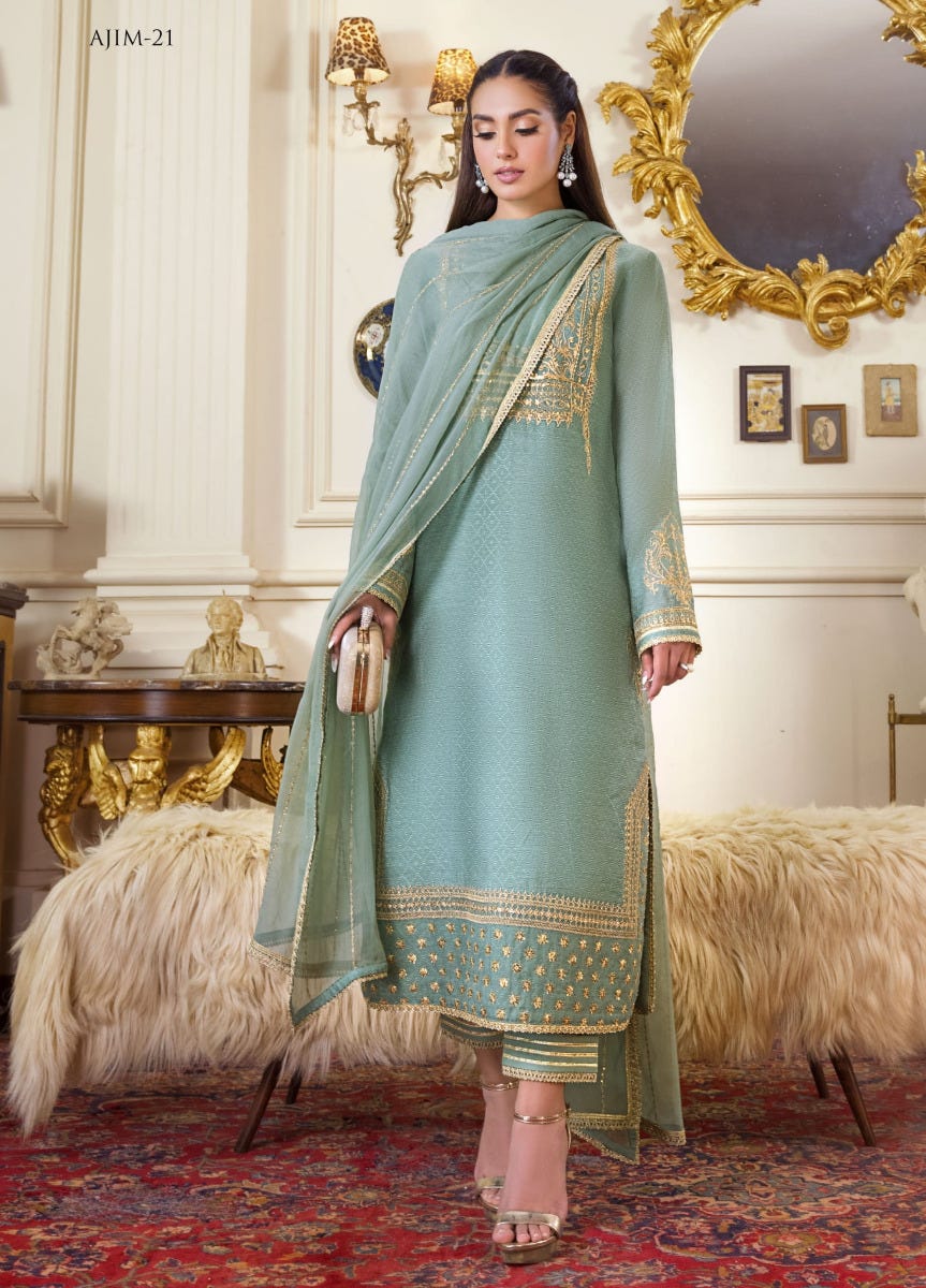 asim jofa formal dresses Ivory Embroidered Net Pakistani Wedding Salwar Kameez