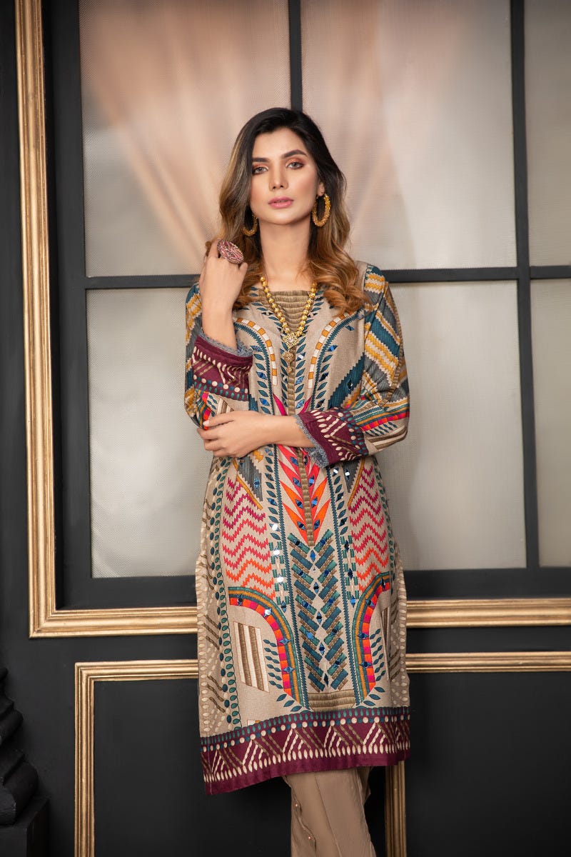 Ready to Wear 2 Pcs Handwork Dress by Zaiwa 11