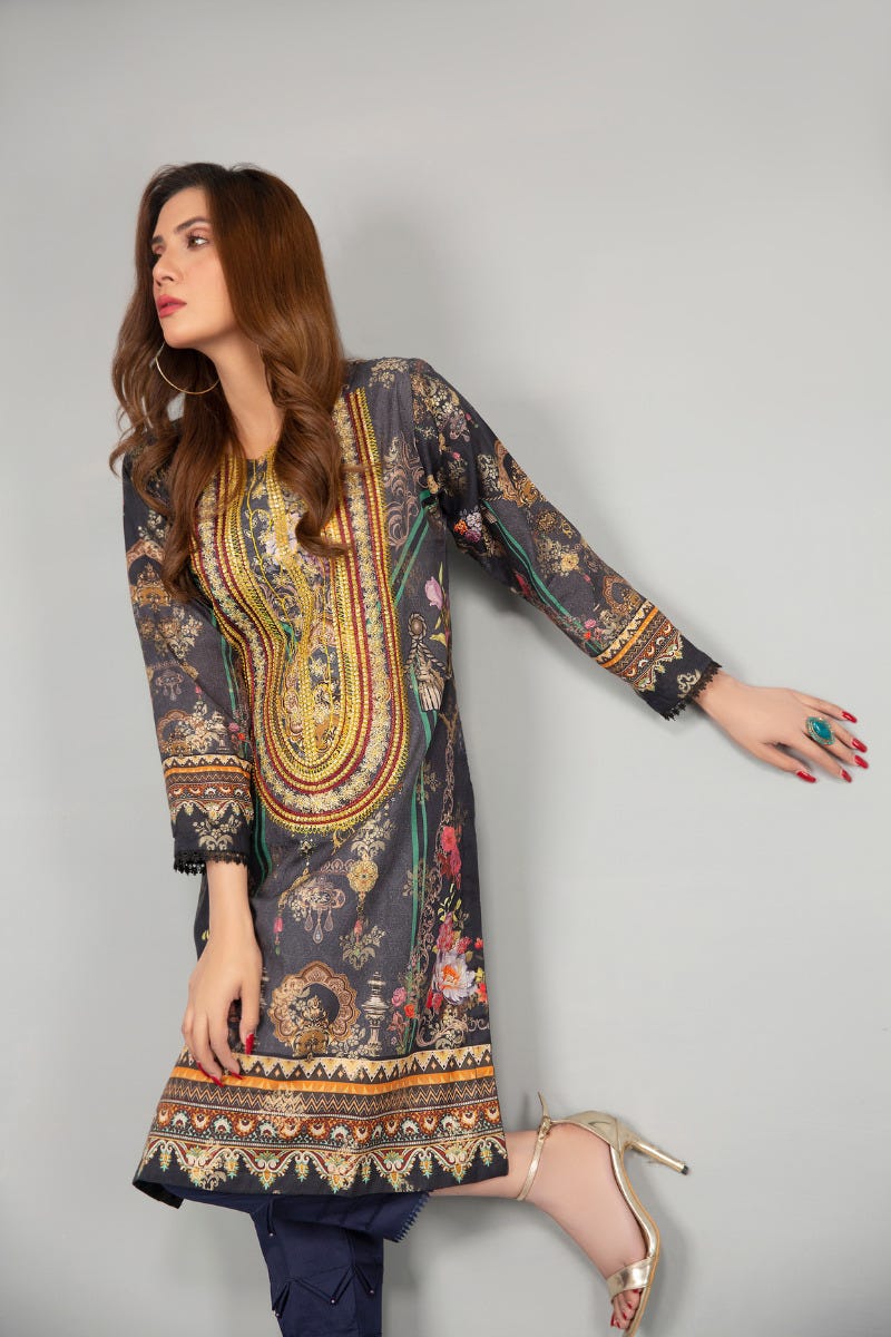 Jacquard Ready to Wear Handwork 2 Pcs Dress by Zaiwa 05