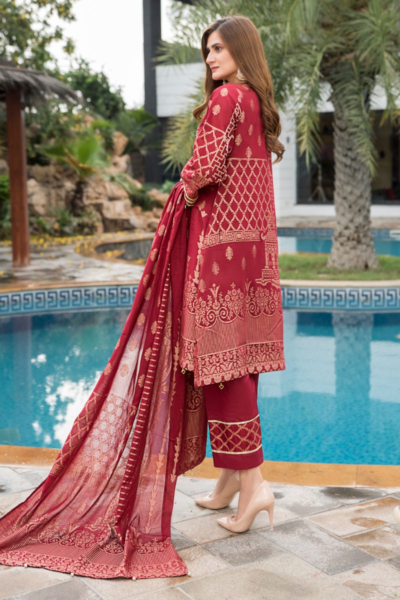 Jacquard Lawn Ready to Wear Handwork Dress by Zaiwa 09
