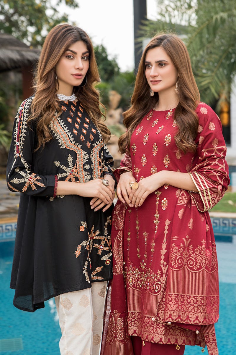 Jacquard Lawn Ready to Wear Handwork Dress by Zaiwa 09
