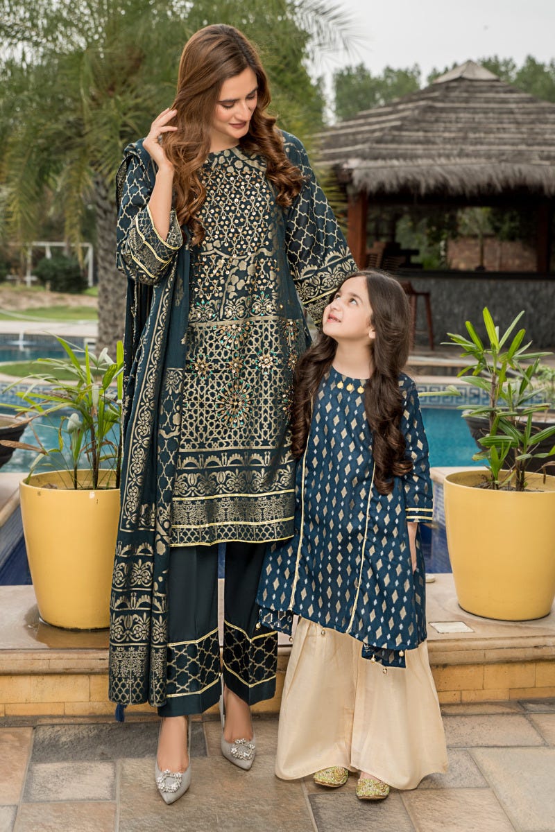 Jacquard Lawn Ready to Wear Handwork Dress by Zaiwa 02