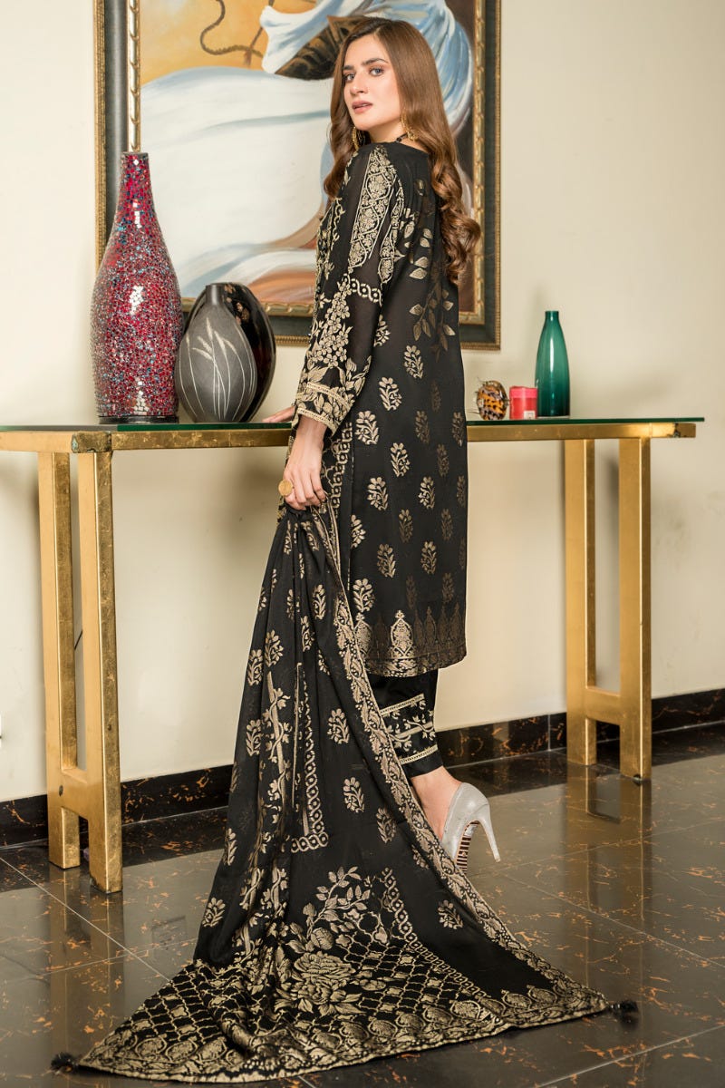 Jacquard Lawn Ready to Wear Handwork Dress by Zaiwa 03