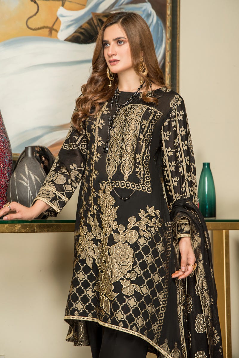 Jacquard Lawn Ready to Wear Handwork Dress by Zaiwa 03
