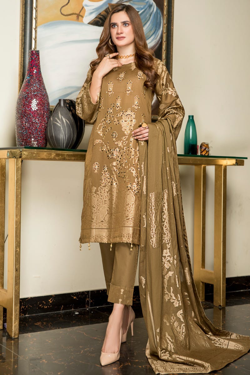 Jacquard Lawn Ready to Wear Handwork Dress by Zaiwa 05