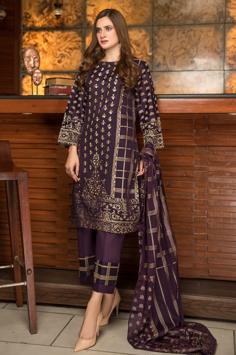 Jacquard Lawn Ready to Wear Handwork Dress by Zaiwa 06