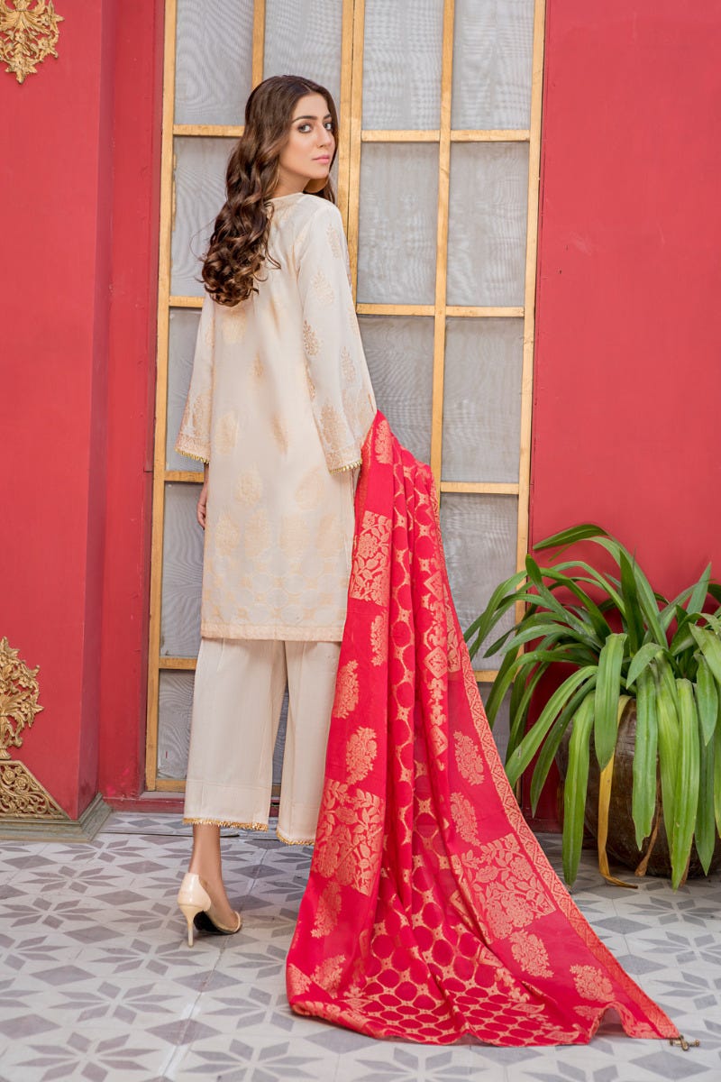 Jacquard Lawn Ready to Wear Dress with Handwork by Zaiwa 06