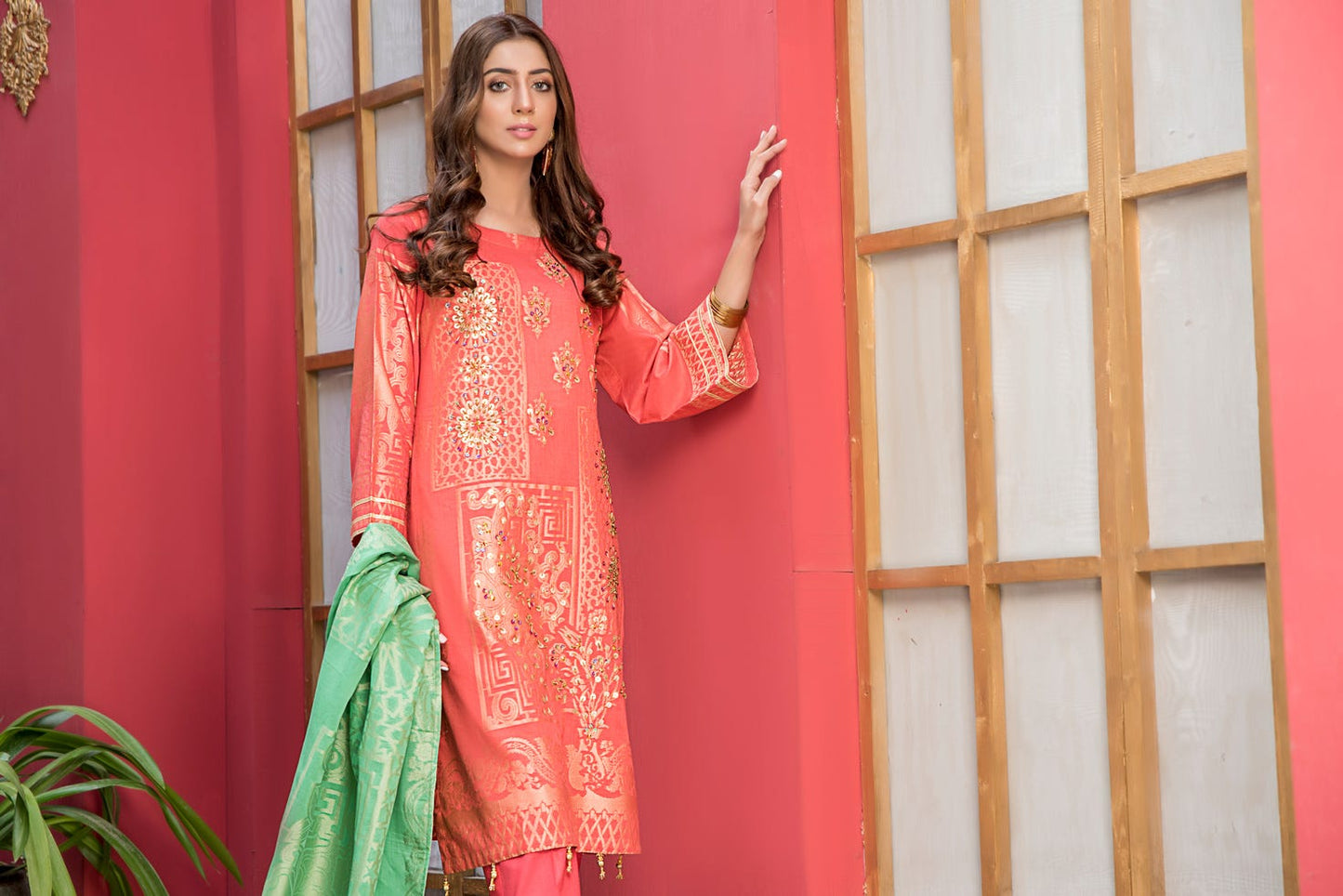Jacquard Lawn Ready to Wear Dress with Handwork by Zaiwa 12