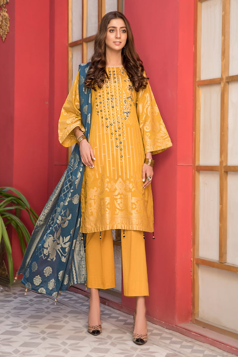 Jacquard Lawn Ready to Wear Dress with Handwork by Zaiwa 01