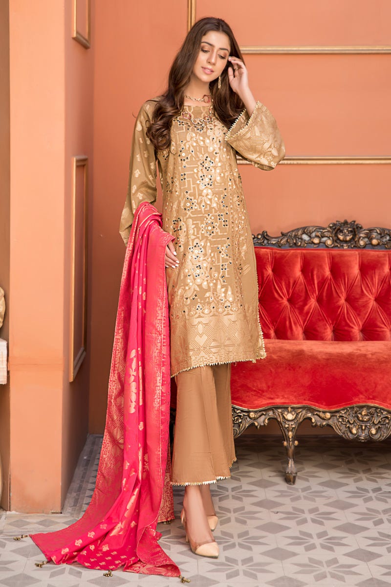 Jacquard Lawn Ready to Wear Dress with Handwork by Zaiwa 09