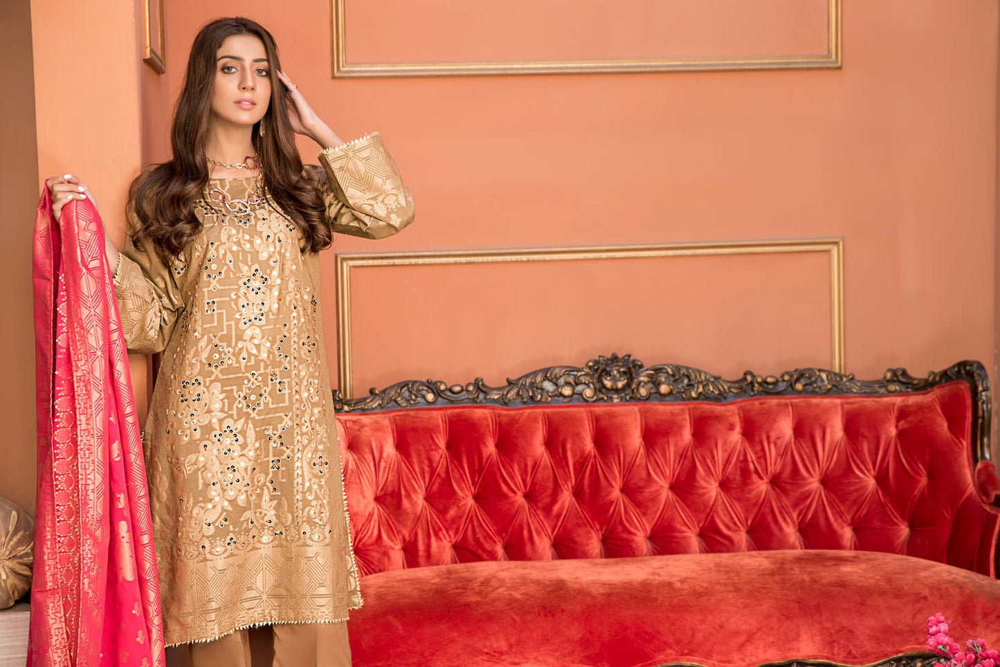 Jacquard Lawn Ready to Wear Dress with Handwork by Zaiwa 09