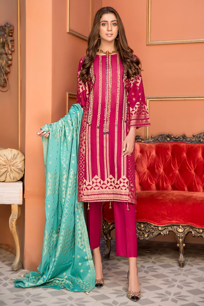 Jacquard Lawn Ready to Wear Dress with Handwork by Zaiwa 08