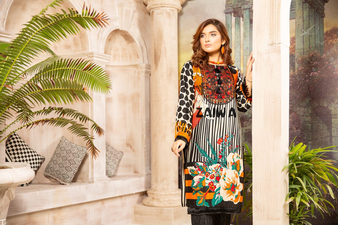 Winter Ready to Wear Embroidered Kurta by Zaiwa 06
