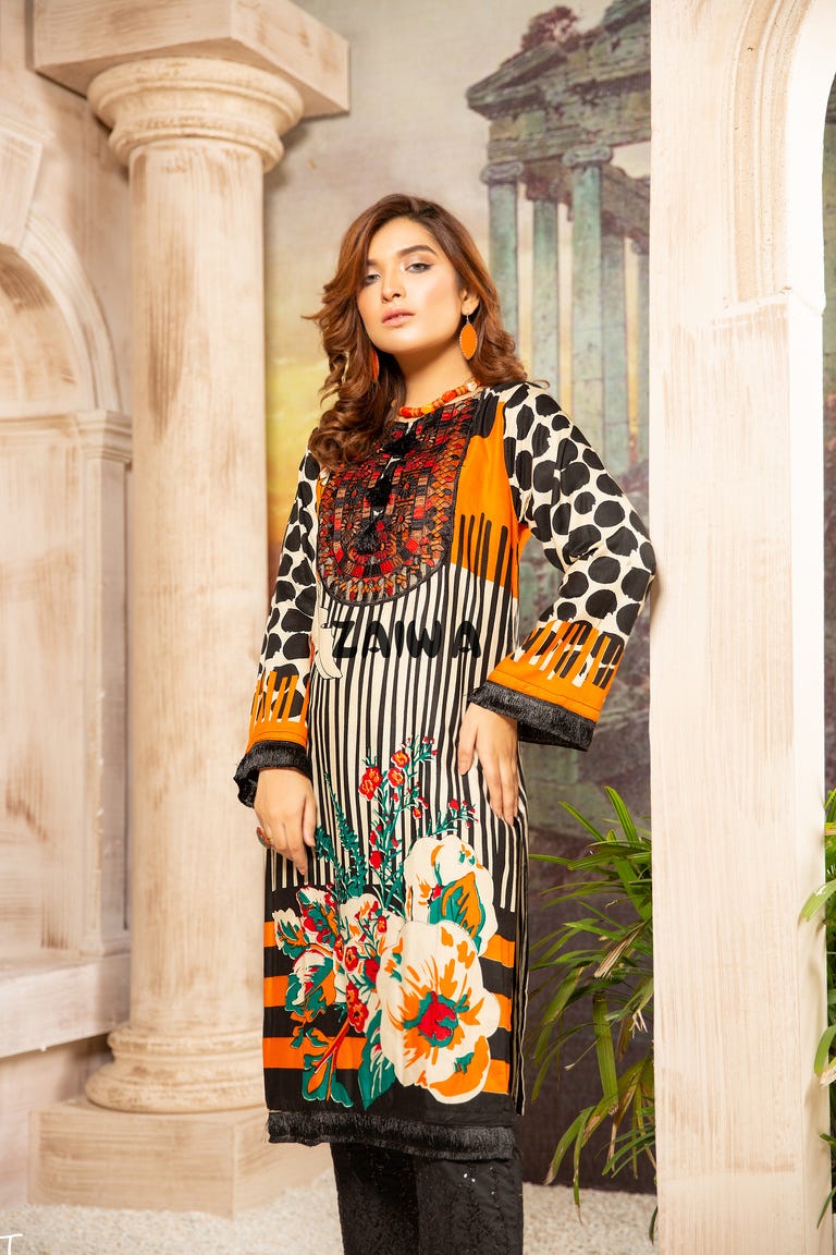 Winter Ready to Wear Embroidered Kurta by Zaiwa 06