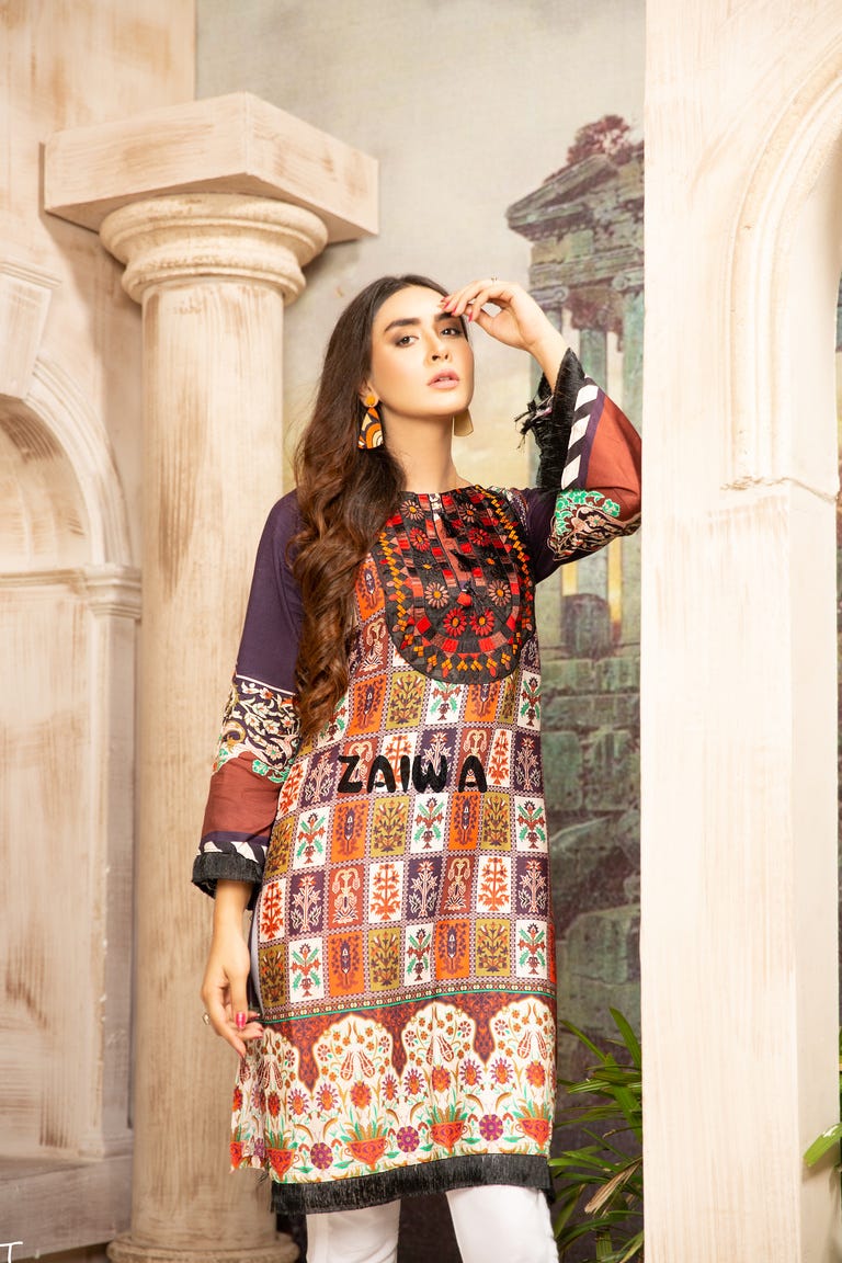 Winter Ready to Wear Embroidered Kurta by Zaiwa 05