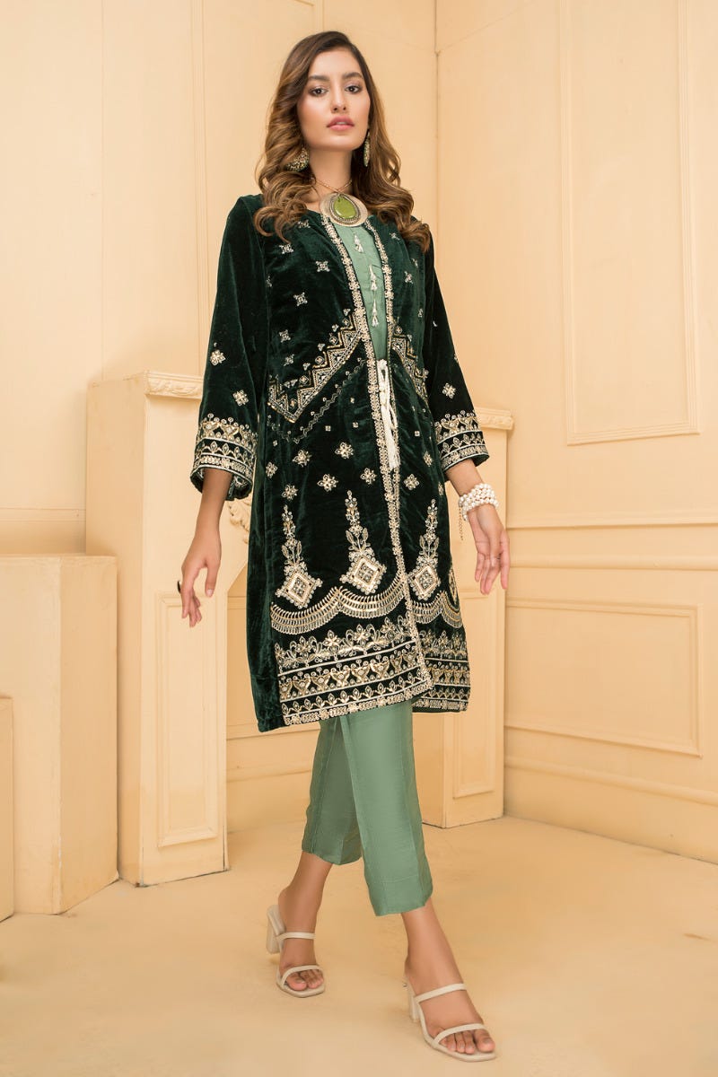 Ready To Wear 3 Pcs Velvet Dress by Zaiwa 03