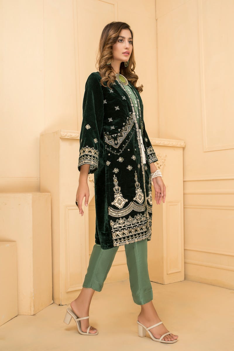 Ready To Wear 3 Pcs Velvet Dress by Zaiwa 03