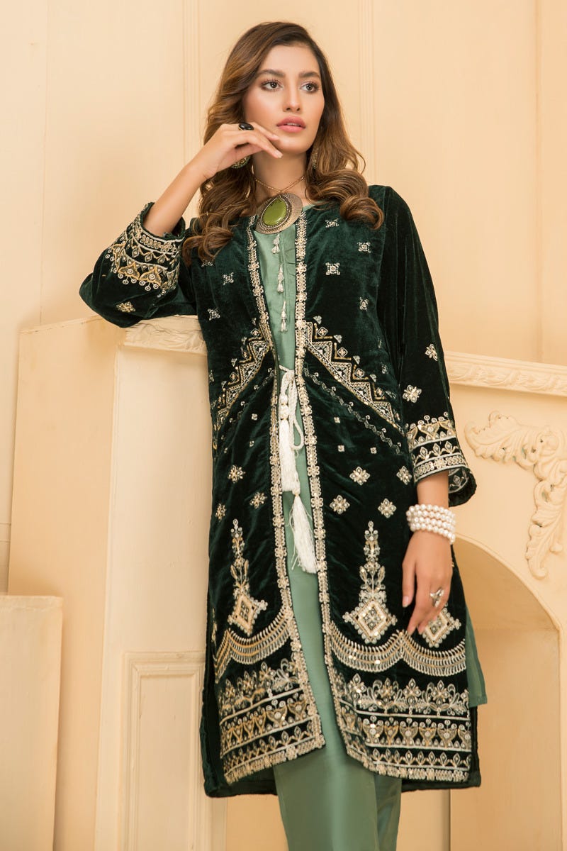 Ready To Wear 3 Pcs Velvet Dress by Zaiwa 03