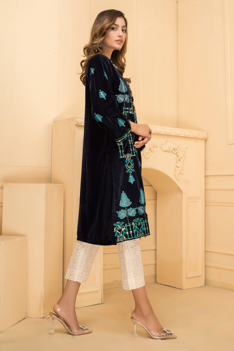 Ready To Wear 2 Pcs Velvet Dress by Zaiwa 04