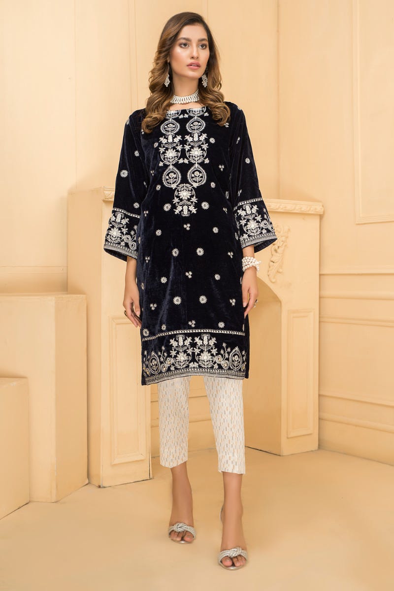 Ready To Wear 2 Pcs Velvet Dress by Zaiwa 06