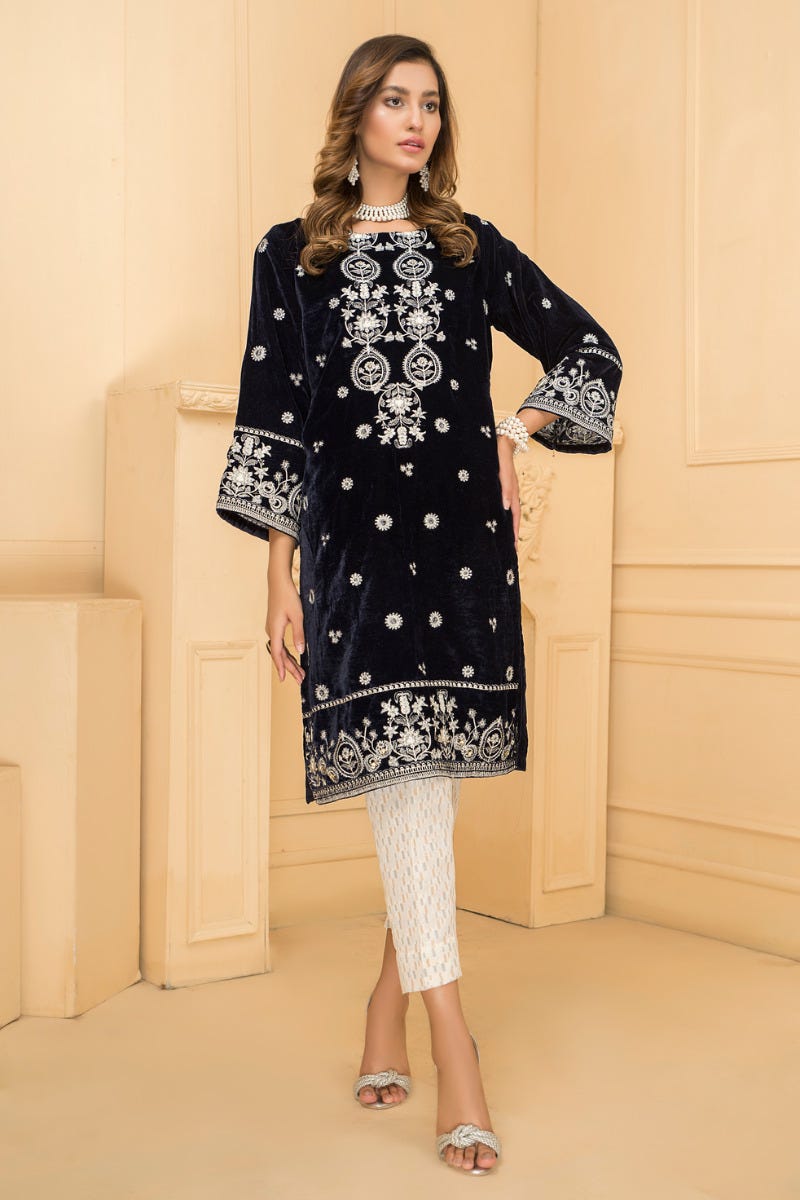 Ready To Wear 2 Pcs Velvet Dress by Zaiwa 06