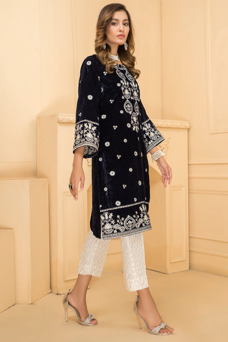 Ready To Wear 2 Pcs Velvet Dress by Zaiwa 06