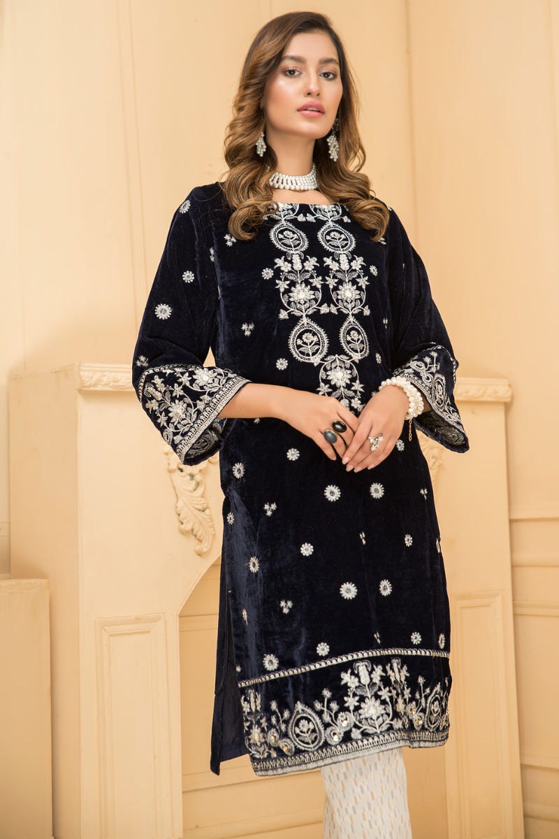 Ready To Wear 2 Pcs Velvet Dress by Zaiwa 06
