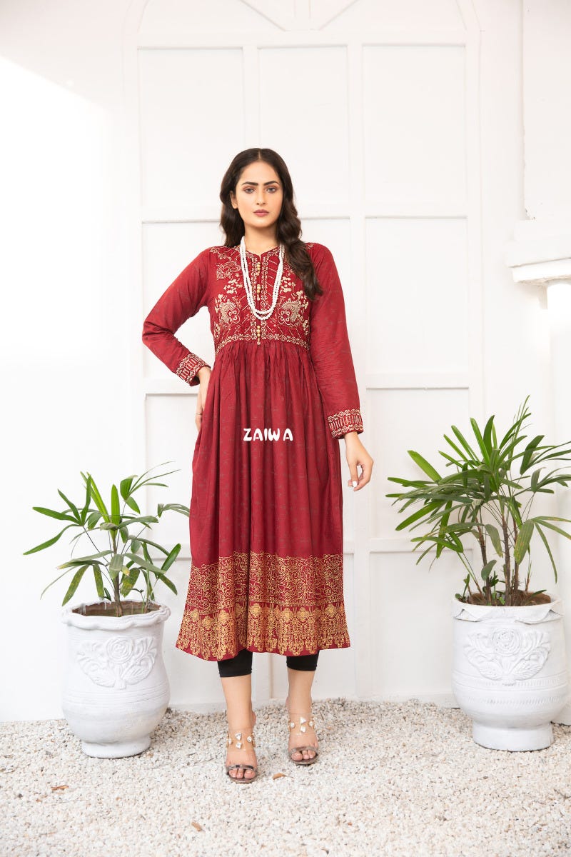 Ready to Wear Winter Embroidered Kurta by Zaiwa 07