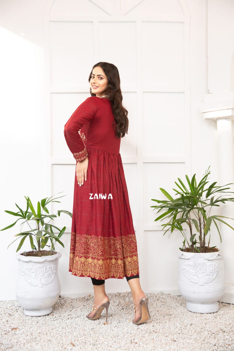Ready to Wear Winter Embroidered Kurta by Zaiwa 07