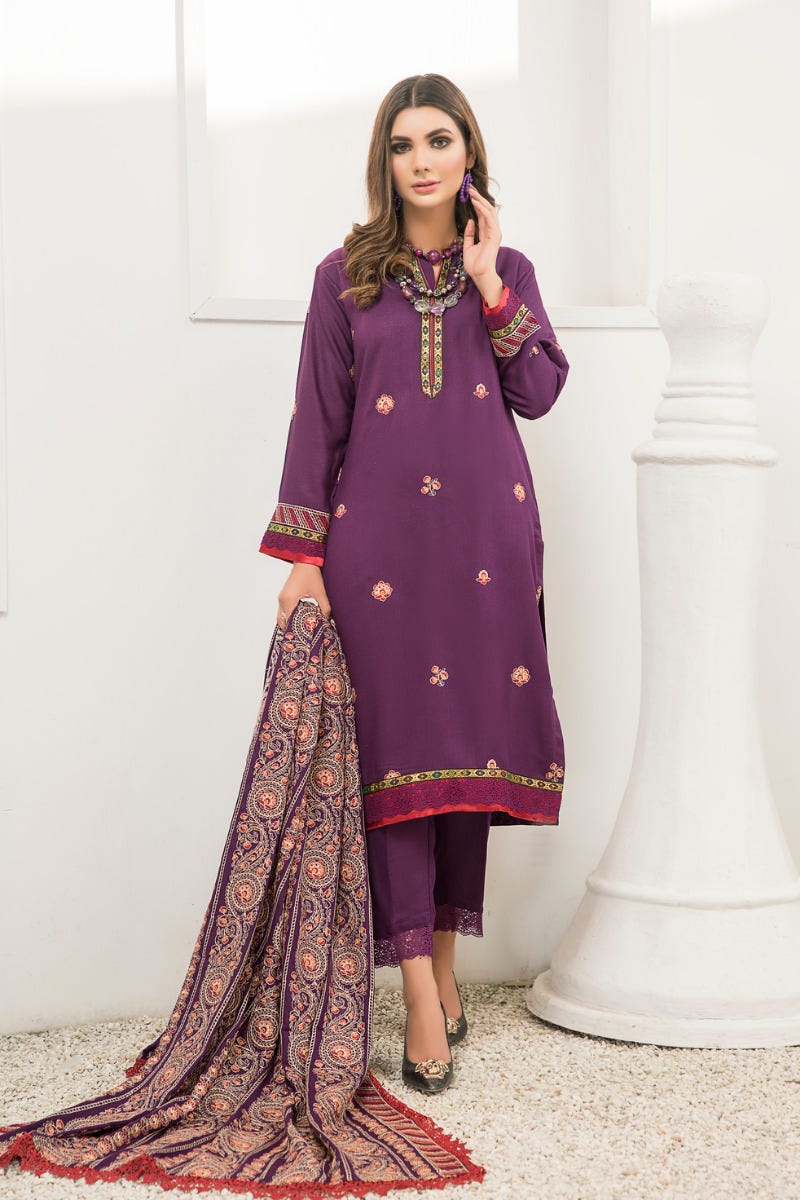 Winter Karandi 3 Pcs Embroidered Shawl Collection by Zimal 03