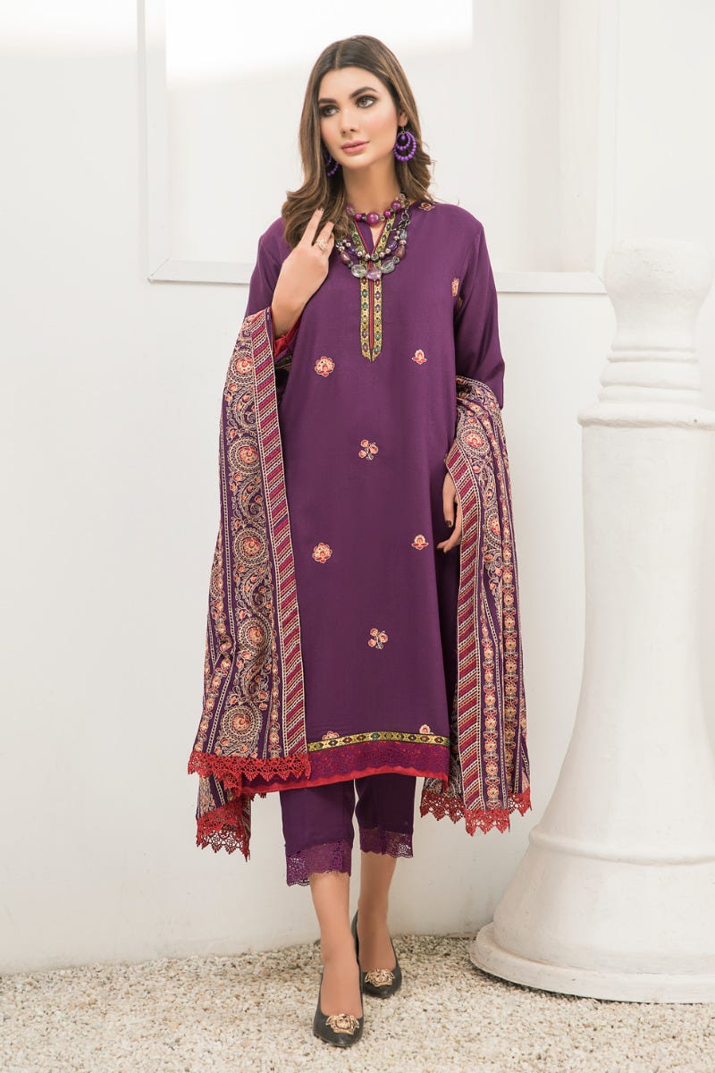 Winter Karandi 3 Pcs Embroidered Shawl Collection by Zimal 03
