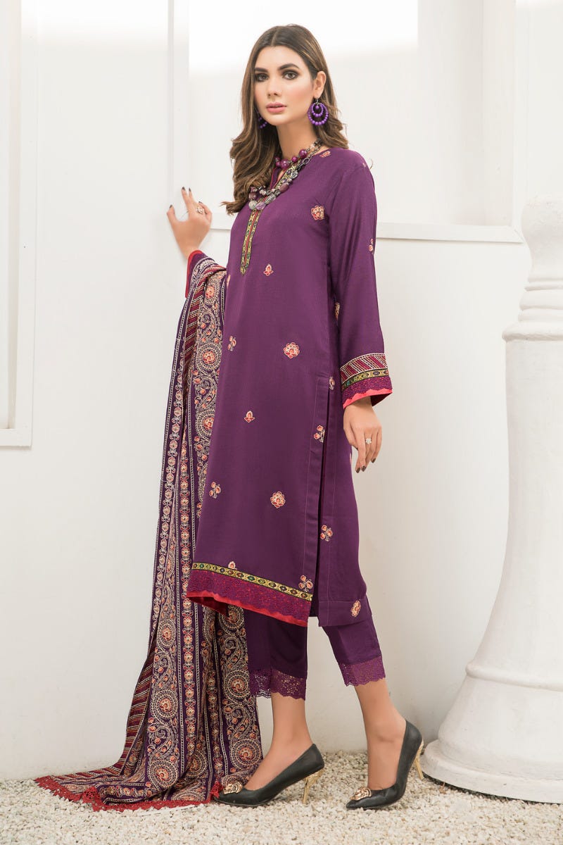 Winter Karandi 3 Pcs Embroidered Shawl Collection by Zimal 03