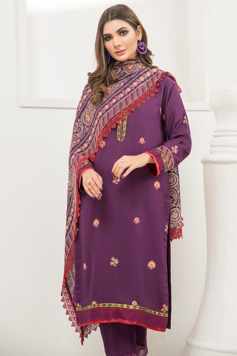 Winter Karandi 3 Pcs Embroidered Shawl Collection by Zimal 03