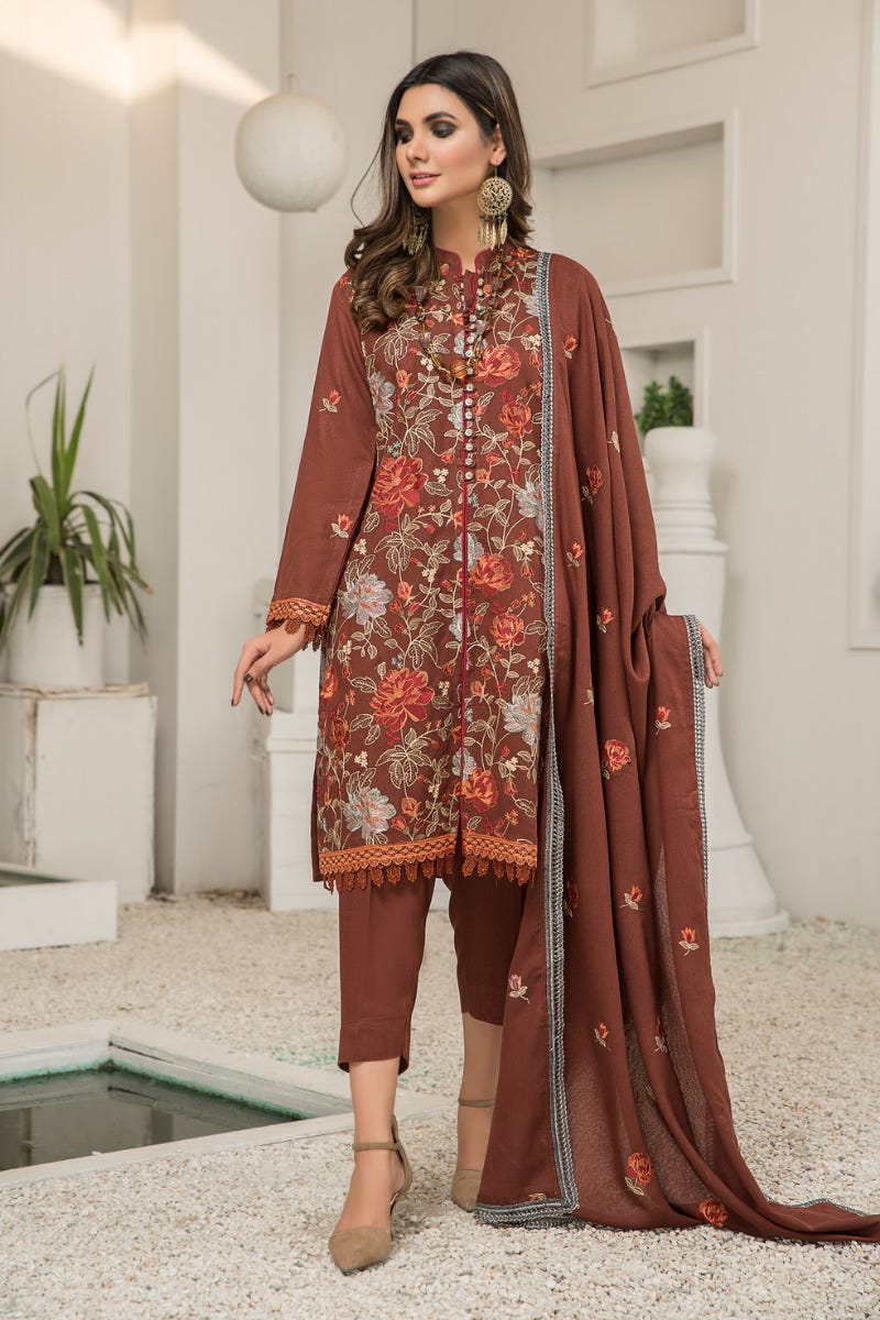 Winter Karandi 3 Pcs Embroidered Shawl Collection by Zimal 01