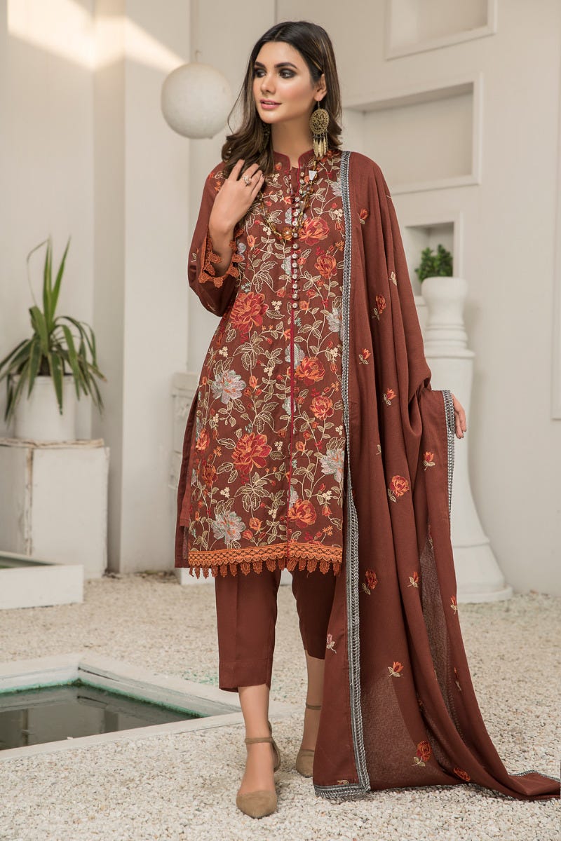 Winter Karandi 3 Pcs Embroidered Shawl Collection by Zimal 01