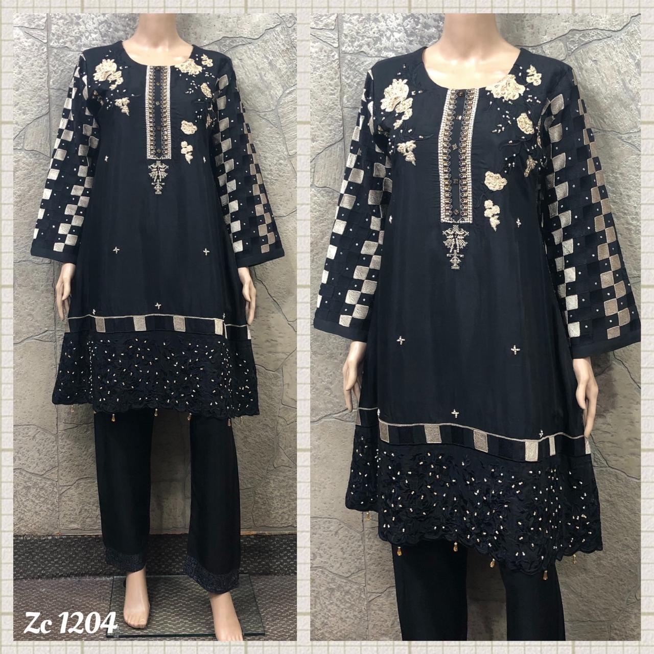 3 Piece Ready to wear Viscose dress with Adda work by Sakeena Hasan