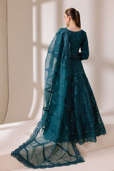 Teal Organza Embellished Choli & Lehnga Set with Dupatta | Rasm by Mona – MKR5
