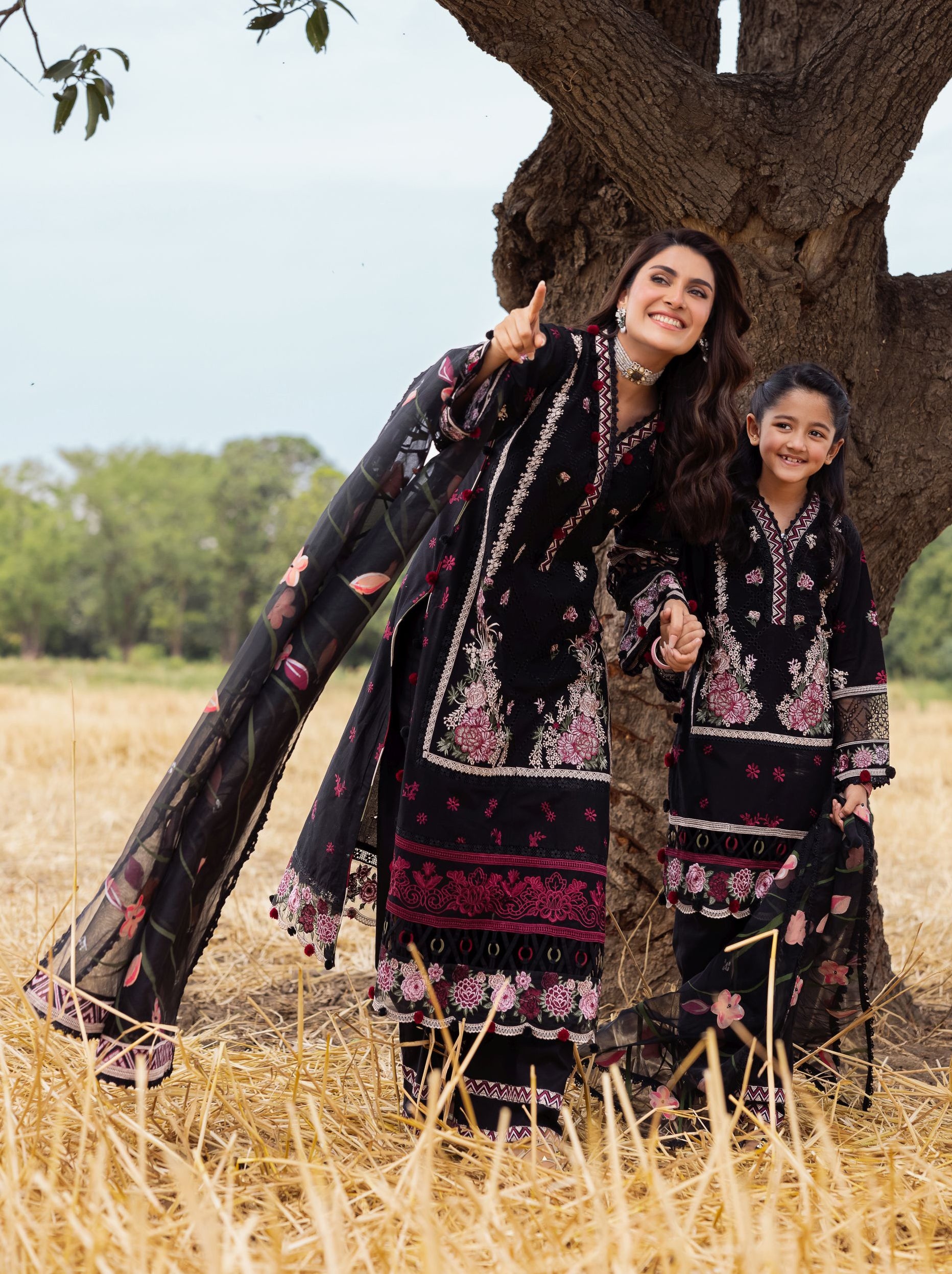 Taaron Jaisi by Mona – Matching Mother Daughter Black Palazzo Outfits – TJM6